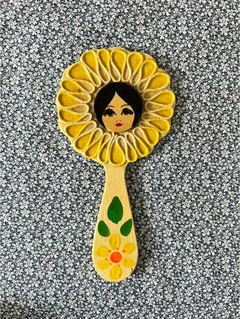 Vintage Daisy Hand Mirror | 1960s Flower Power Vanity Mirror
